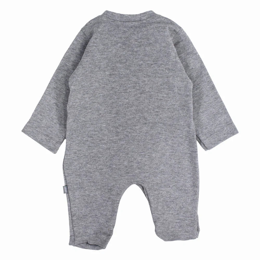 Baby Boys Cotton Baby Footie - Grey with “EXPLORE” Print