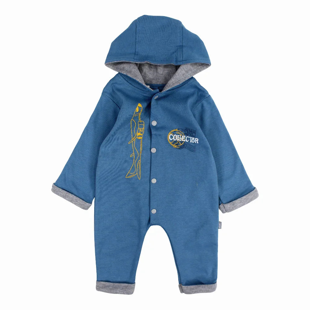 Baby Boys Cotton Footless Onesie - Indigo with “COLLECTOR” Print