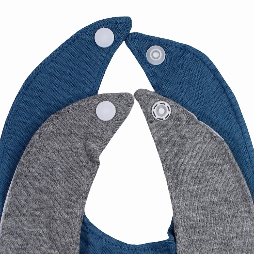 Soft Cotton Baby Bib – Indigo & Grey with “Collector” Print