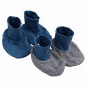 Baby Boys Cotton Footies – Indigo & Grey (2Pcs)