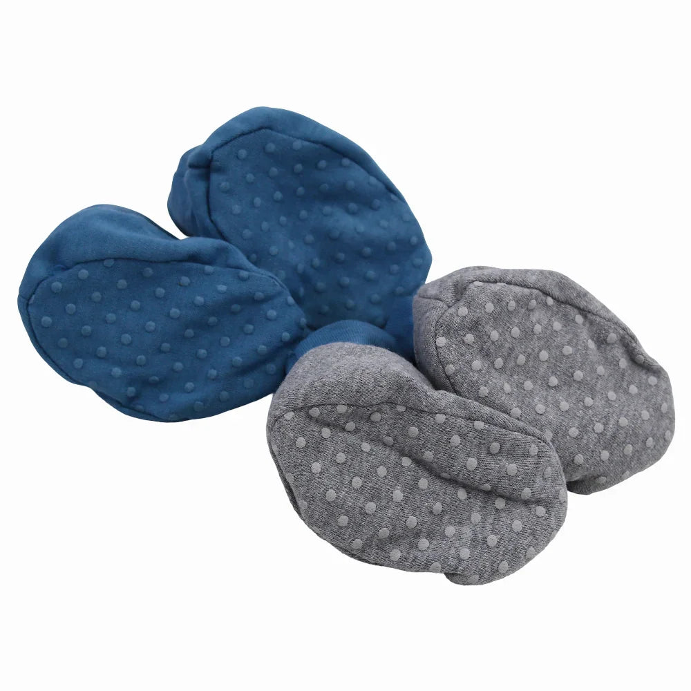 Baby Boys Cotton Footies – Indigo & Grey (2Pcs)