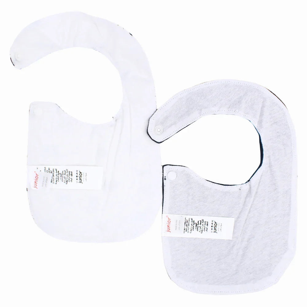 Cotton Bib – Navy & Off-White with "Play More" Print (2 Pcs)