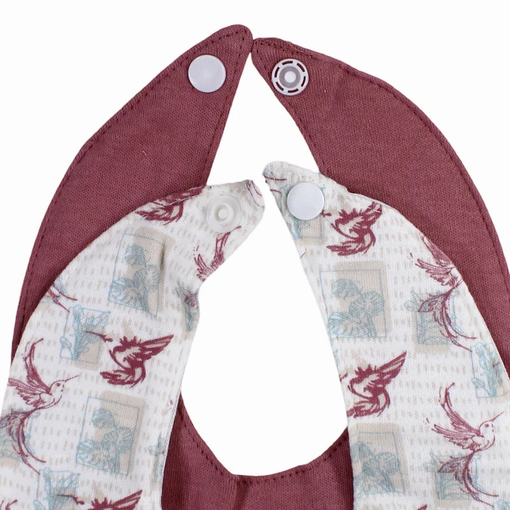 Cotton Bib – Dusty Pink with a Bird Print (2 Pcs)
