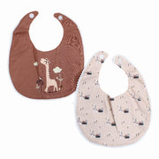 Cotton Bib – Dusty Pink with a Giraffe Print (2 Pcs)