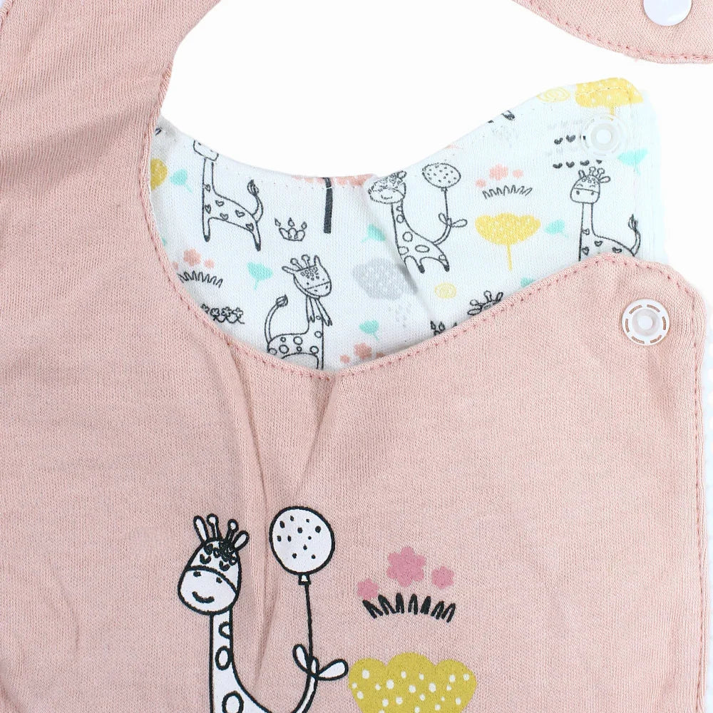 Cotton Bib – Pink with "Cool and Kind" Print (2Pcs)