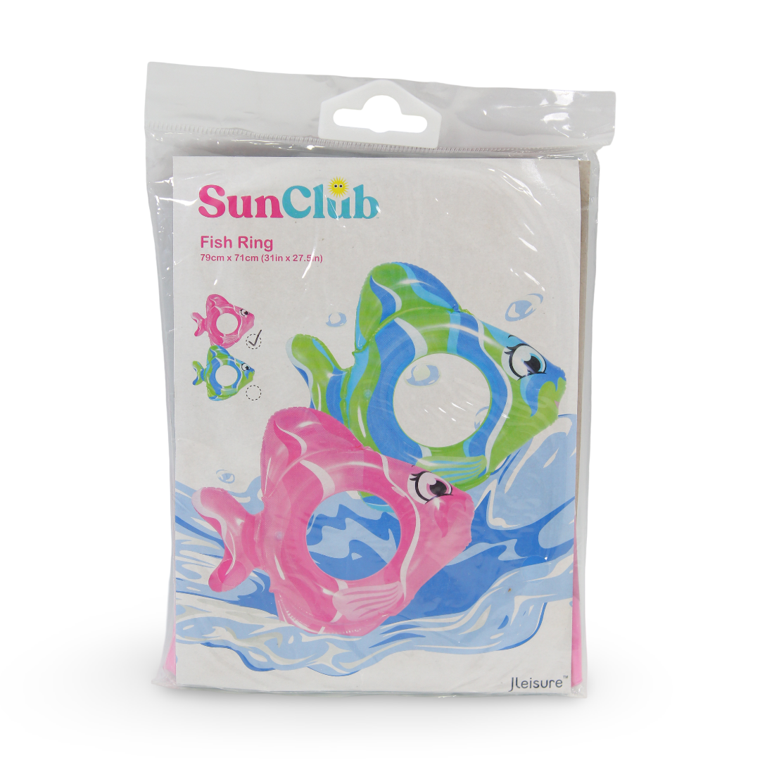 Sun Club حلقة سباحة قابلة للنفخ على شكل سمكة 79 سم × 71 سم – فوشيا