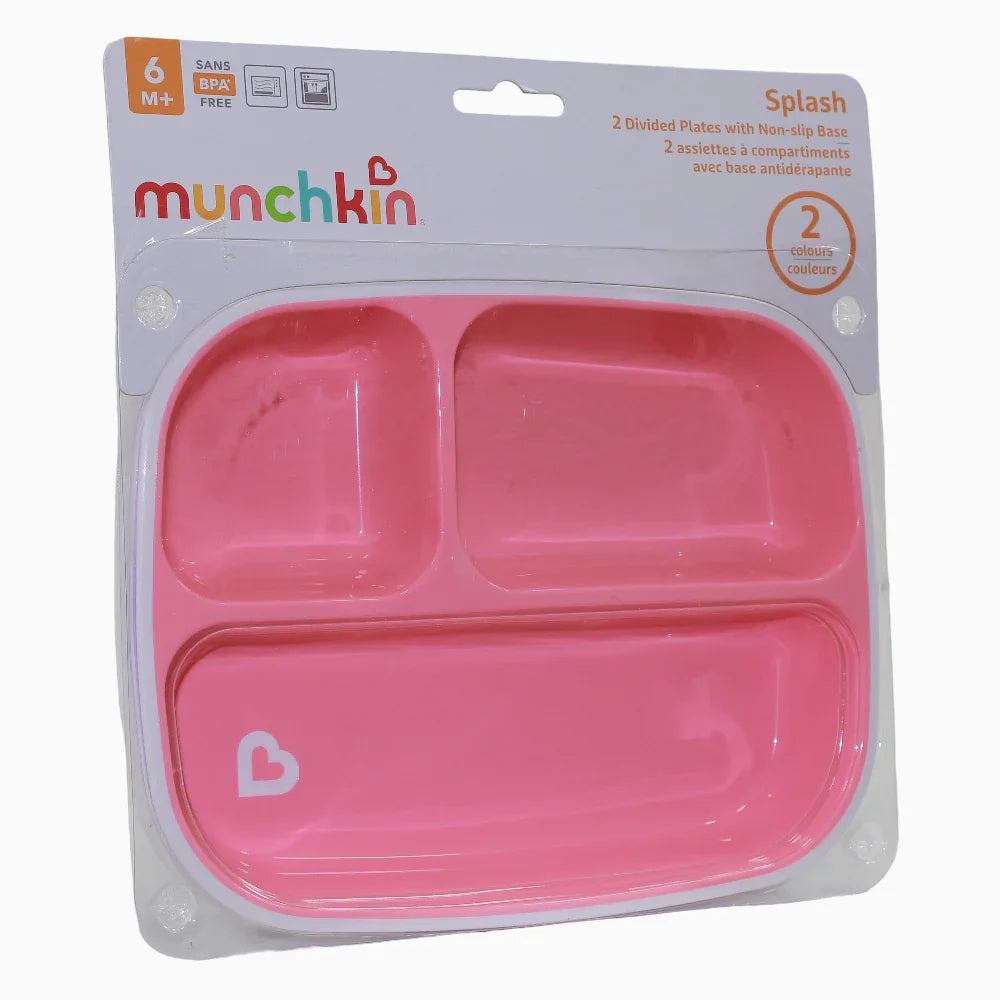 Pack of 2 - Munchkin Splash™ Toddler Divided Plates & Pink
