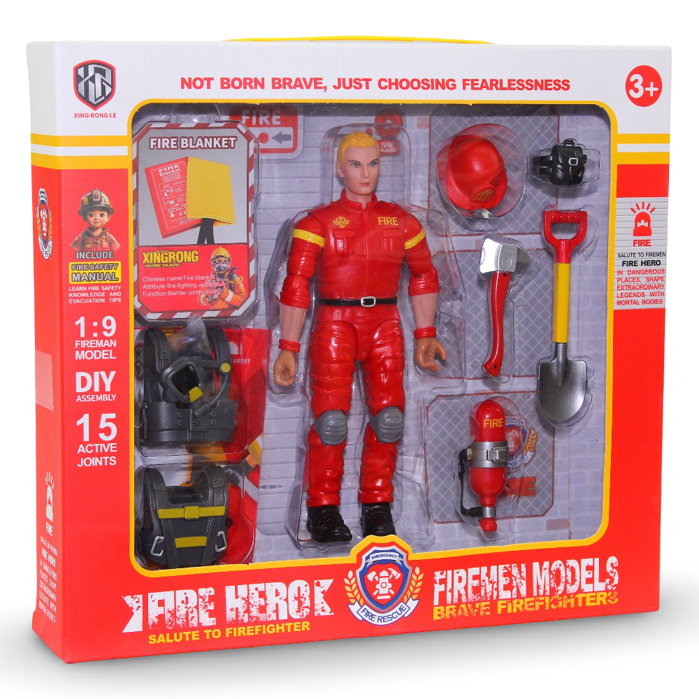 Fire Hero Firefighter with Tools – Red