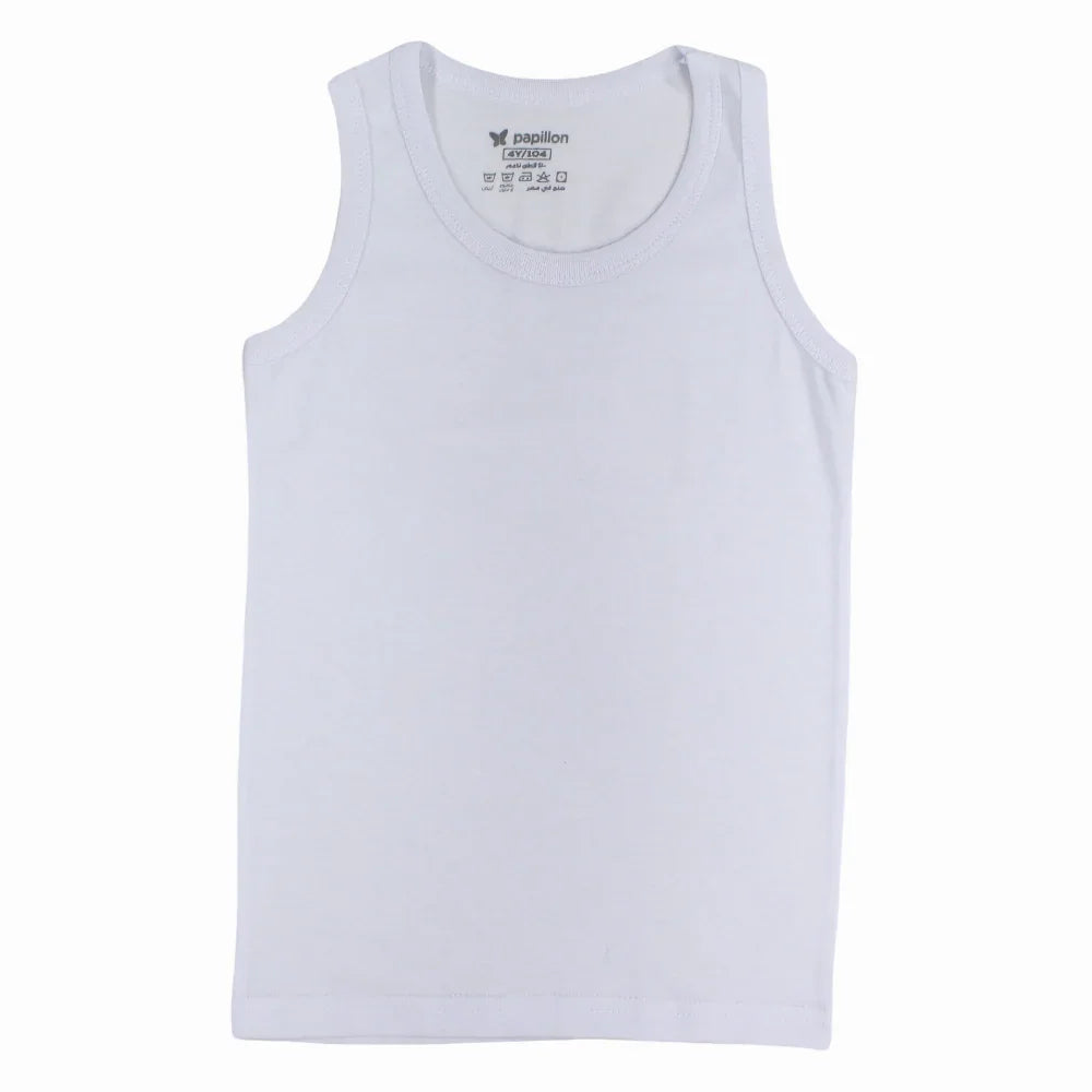 Boys Cotton Sleeveless Undershirt – White