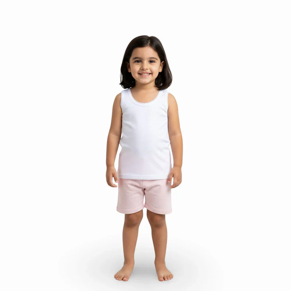 Girls Cotton Sleeveless Undershirt – White