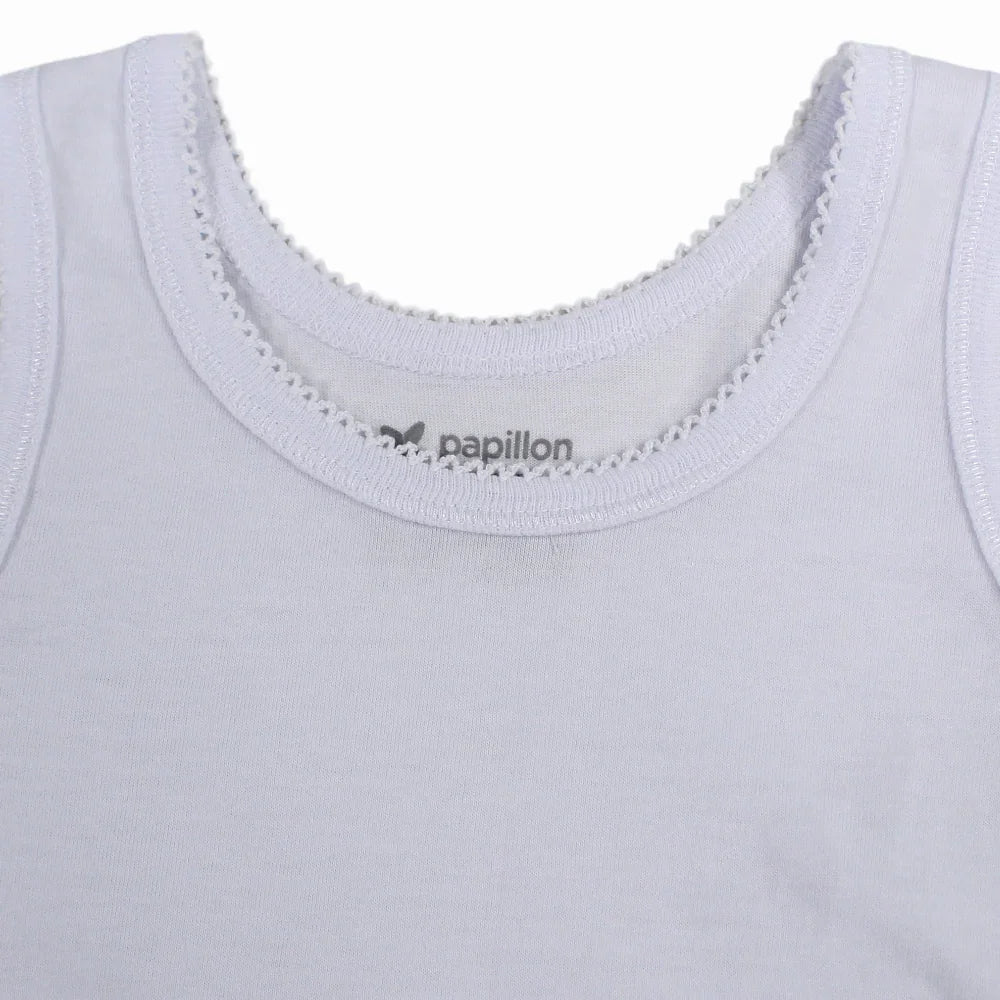 Girls Cotton Sleeveless Undershirt – White