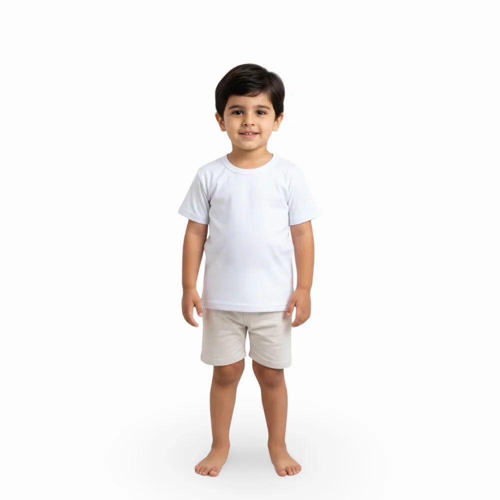 Boys Cotton Short-Sleeved Undershirt – White