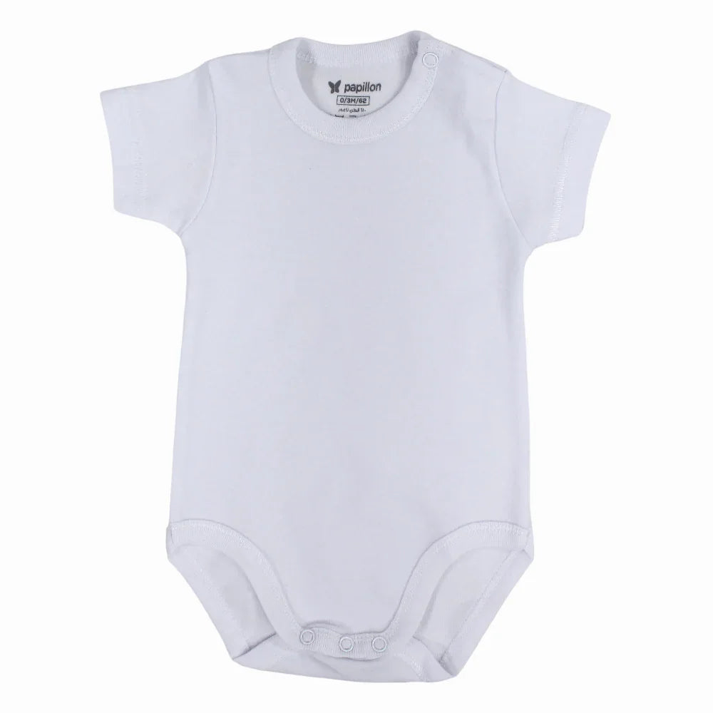 Unisex Cotton Short-Sleeved Underwear Bodysuit – White