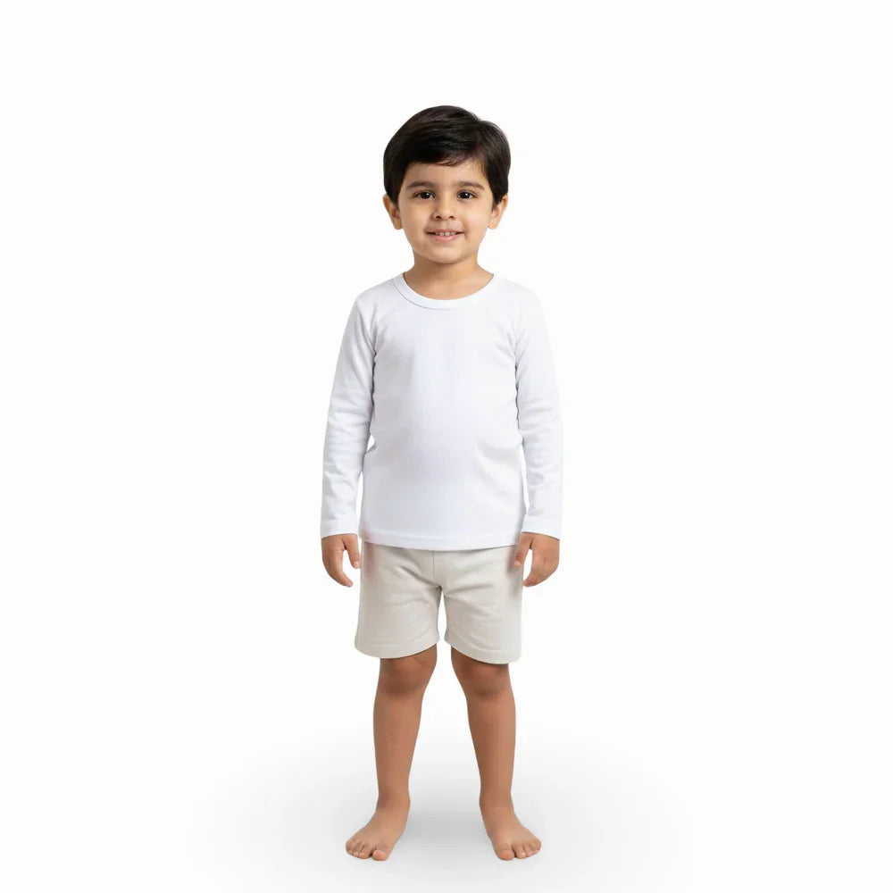 Boys Cotton Long-Sleeved Undershirt – White