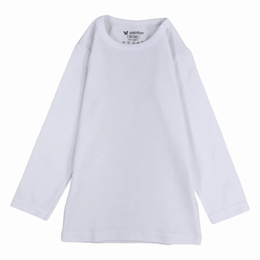 Boys Cotton Long-Sleeved Undershirt – White