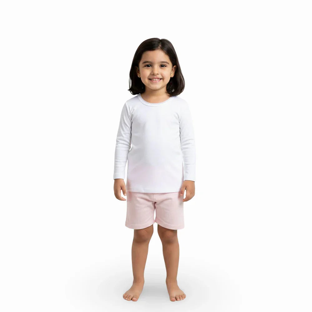 Girls Cotton Long-Sleeved Undershirt – White