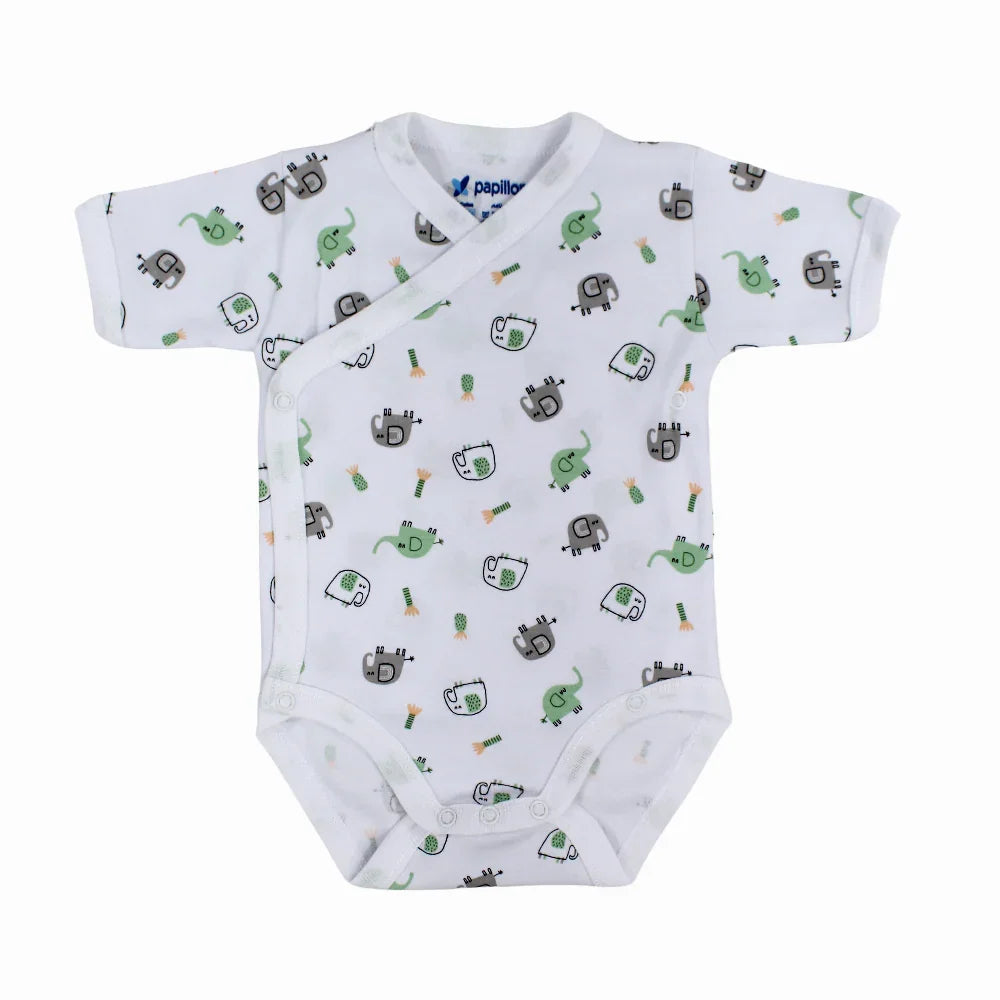 Unisex Baby Cotton Short-Sleeved Wrap-Over Printed Bodysuit - Assorted Prints