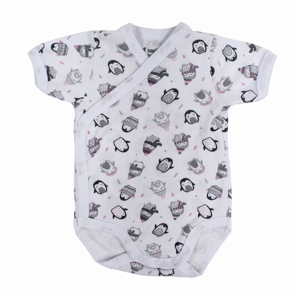 Unisex Baby Cotton Short-Sleeved Wrap-Over Printed Bodysuit - Assorted Prints