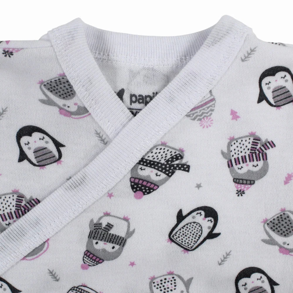 Unisex Baby Cotton Short-Sleeved Wrap-Over Printed Bodysuit - Assorted Prints