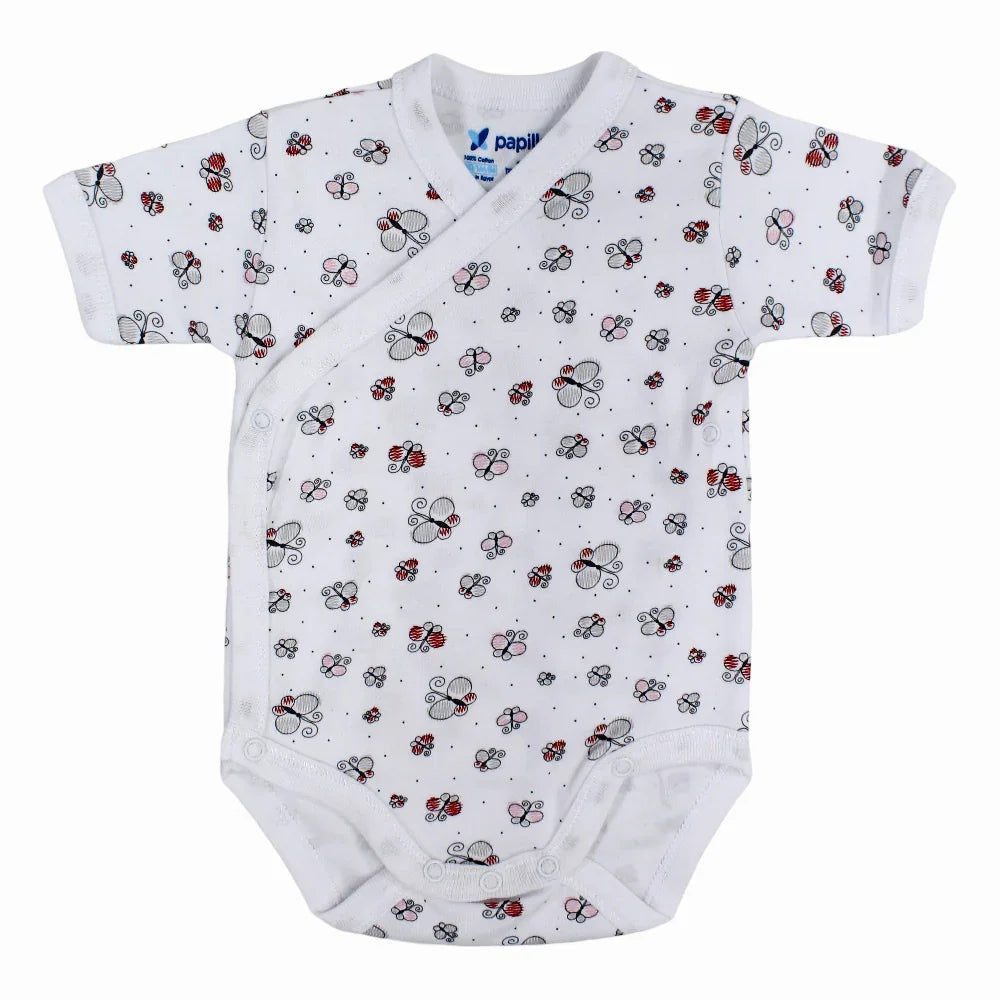 Unisex Baby Cotton Short-Sleeved Wrap-Over Printed Bodysuit - Assorted Prints