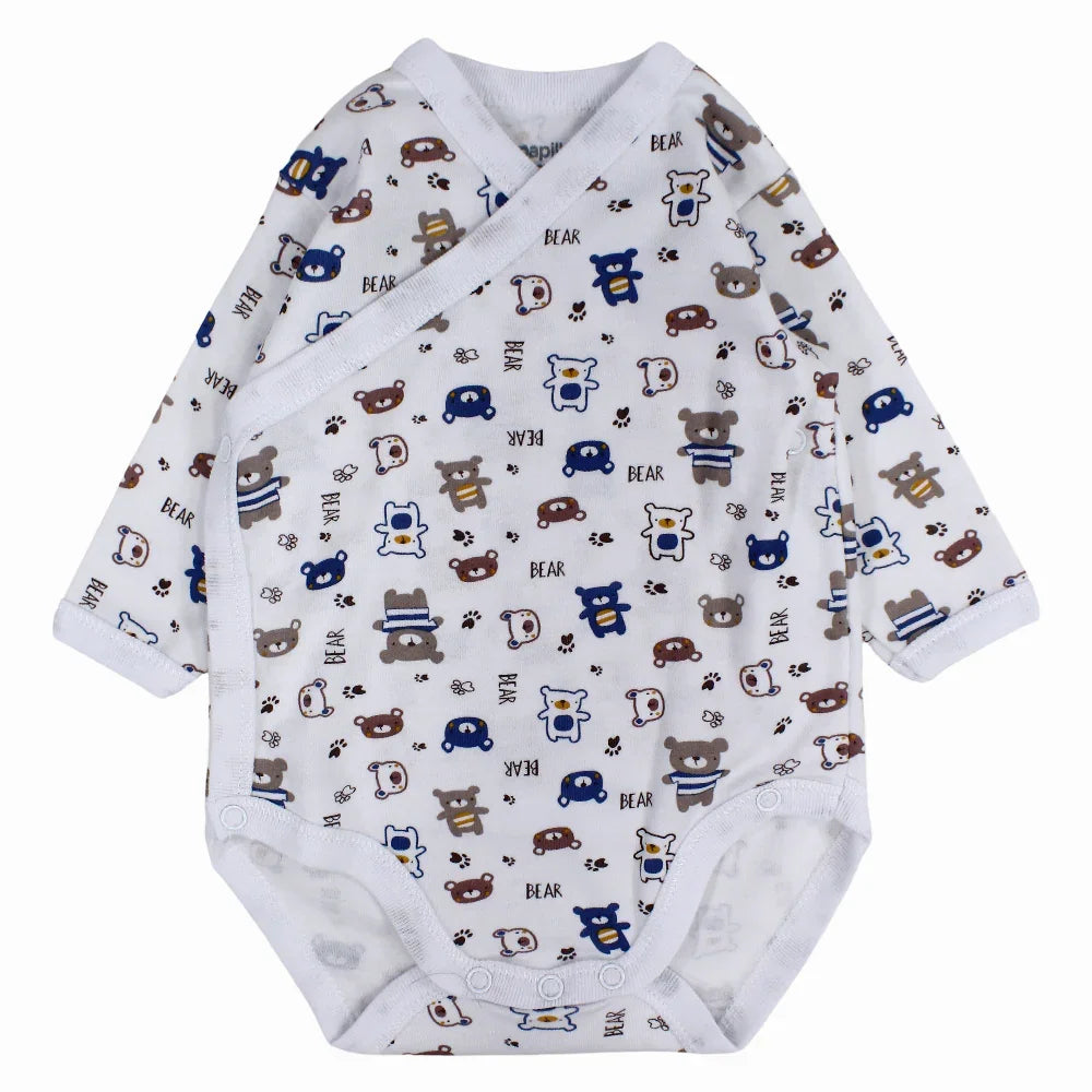 Unisex Baby Cotton Short-Sleeved Wrap-Over Printed Bodysuit - Assorted Prints
