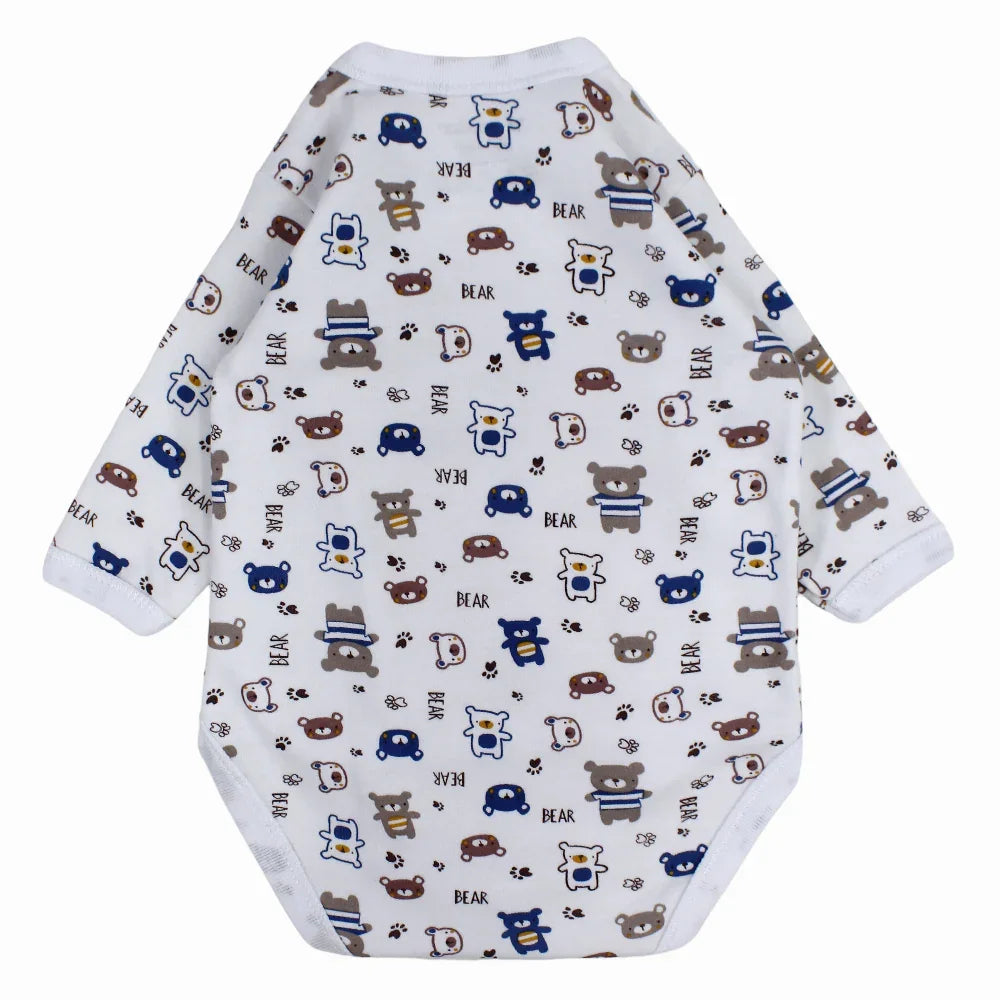 Unisex Baby Cotton Short-Sleeved Wrap-Over Printed Bodysuit - Assorted Prints