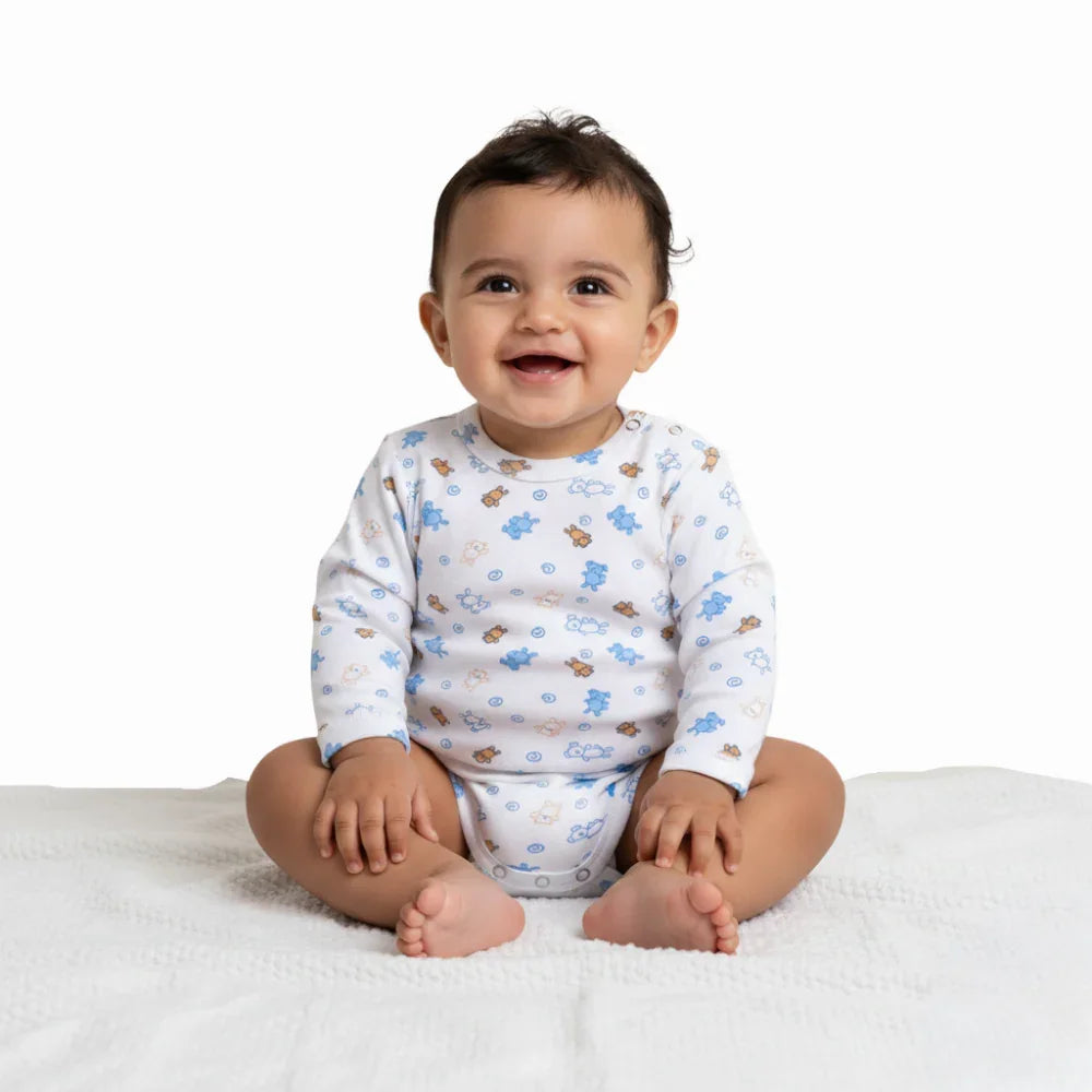 Unisex Baby Cotton Long-Sleeved Underwear Printed Bodysuit - Assorted Prints - Clothing - Papillion