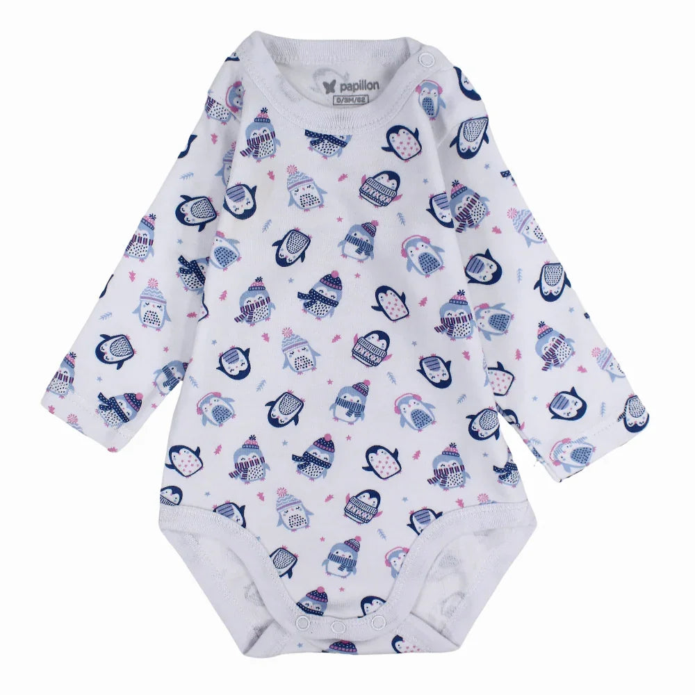Unisex Baby Cotton Long-Sleeved Underwear Printed Bodysuit - Assorted Prints