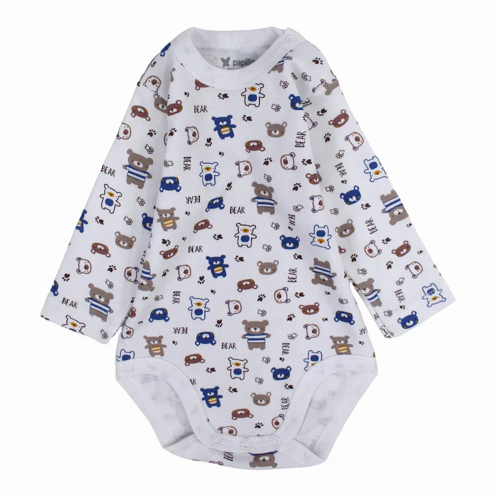 Unisex Baby Cotton Long-Sleeved Underwear Printed Bodysuit - Assorted Prints