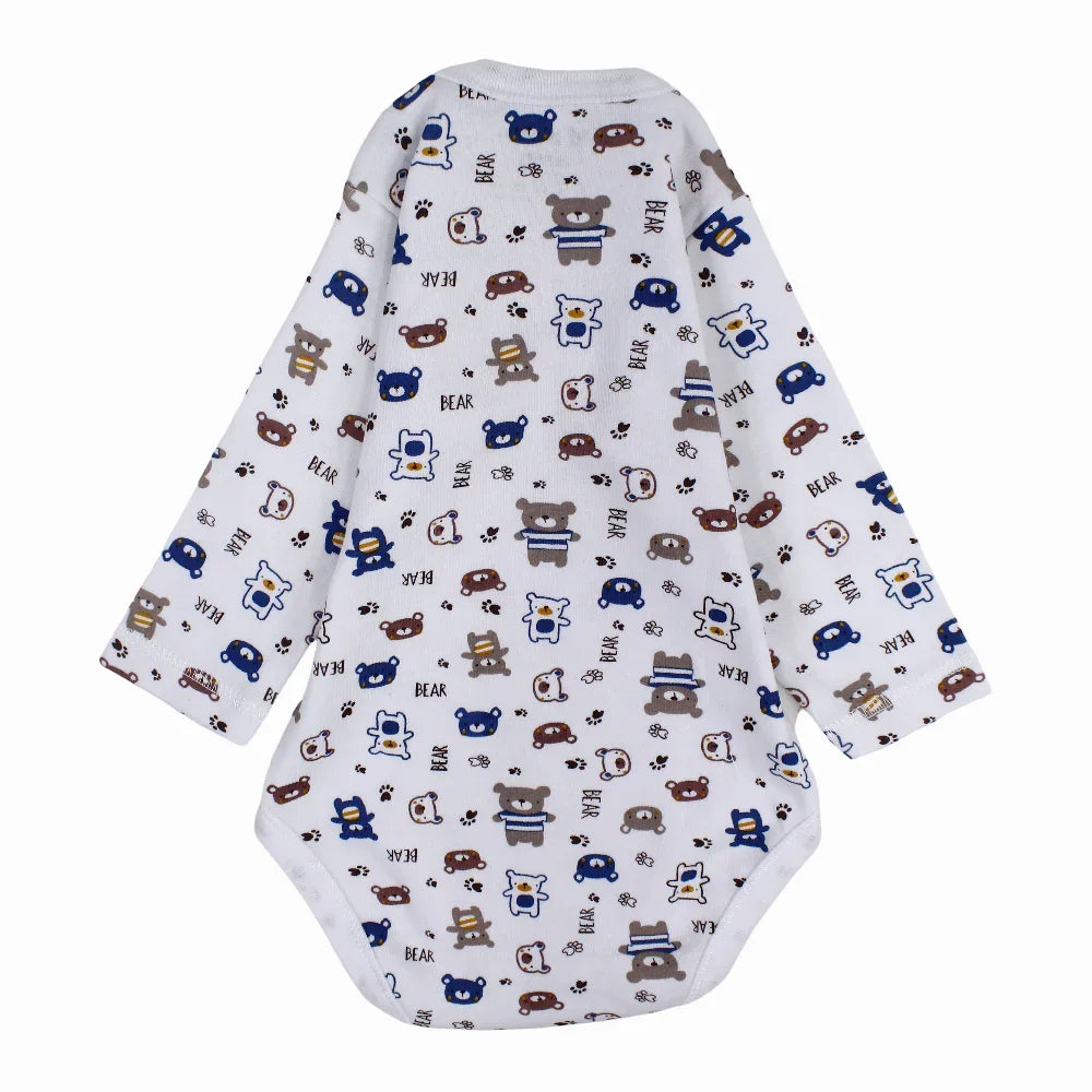 Unisex Baby Cotton Long-Sleeved Underwear Printed Bodysuit - Assorted Prints