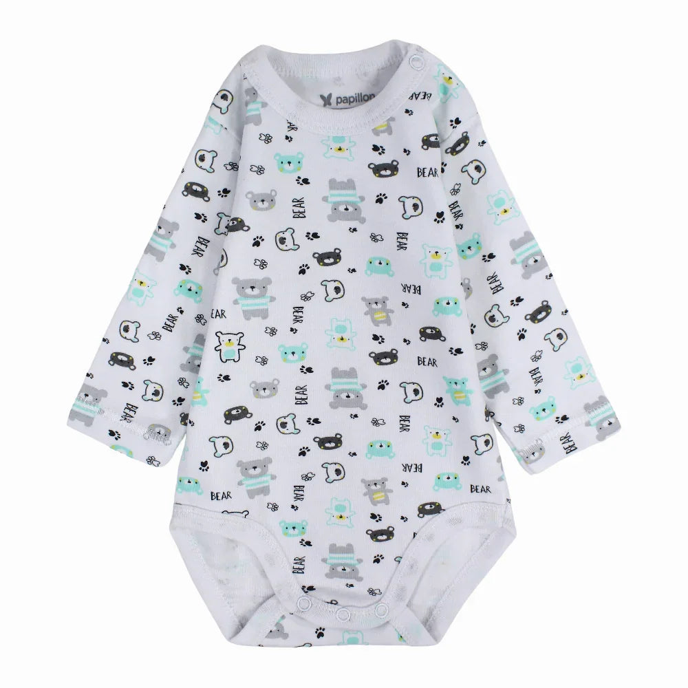 Unisex Baby Cotton Long-Sleeved Underwear Printed Bodysuit - Assorted Prints