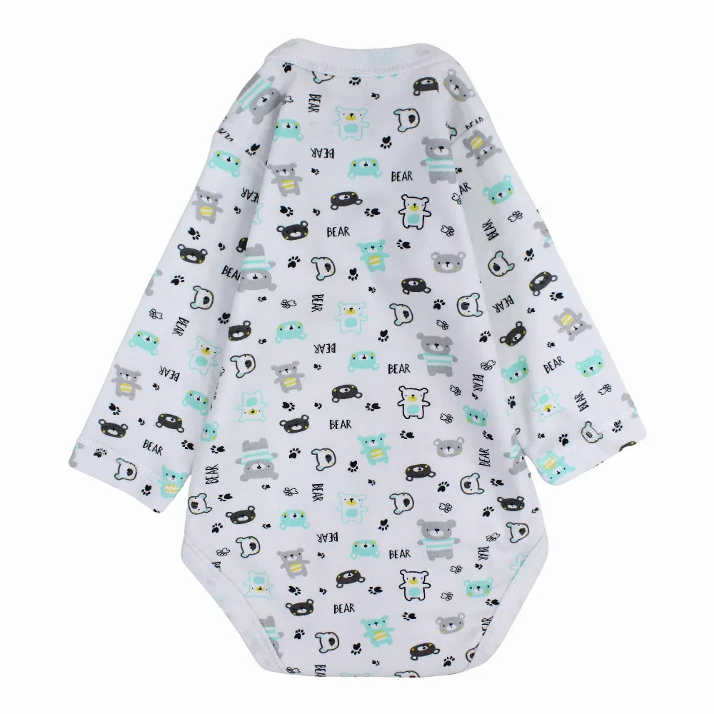 Unisex Baby Cotton Long-Sleeved Underwear Printed Bodysuit - Assorted Prints