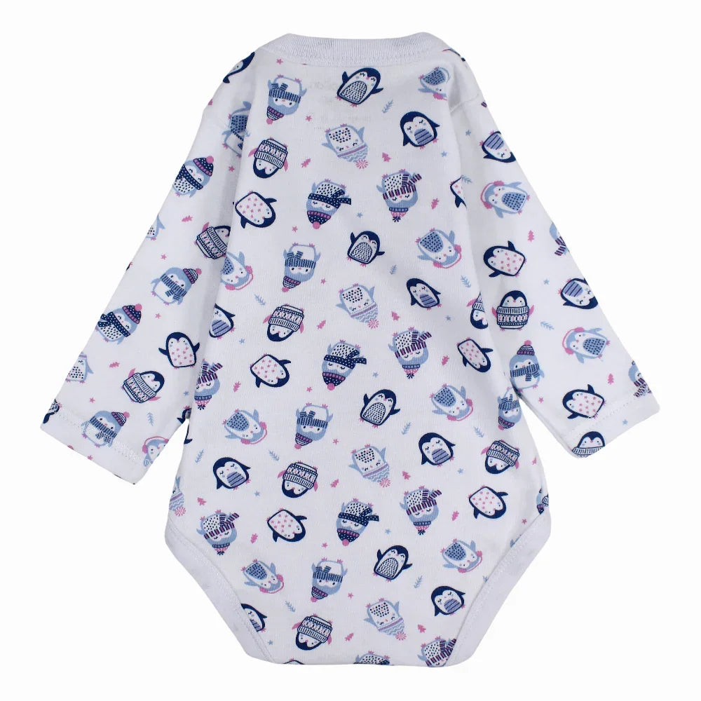 Unisex Baby Cotton Long-Sleeved Underwear Printed Bodysuit - Assorted Prints
