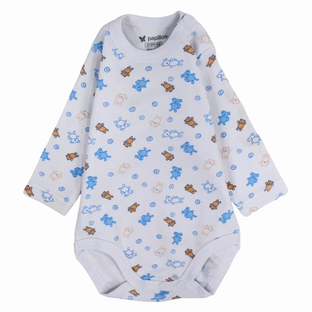 Unisex Baby Cotton Long-Sleeved Underwear Printed Bodysuit - Assorted Prints