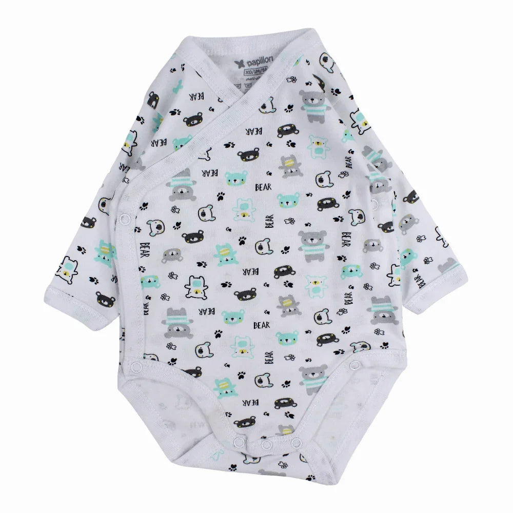 Unisex Baby Cotton Long-Sleeved Wrap-Over Printed Bodysuit - Assorted Prints