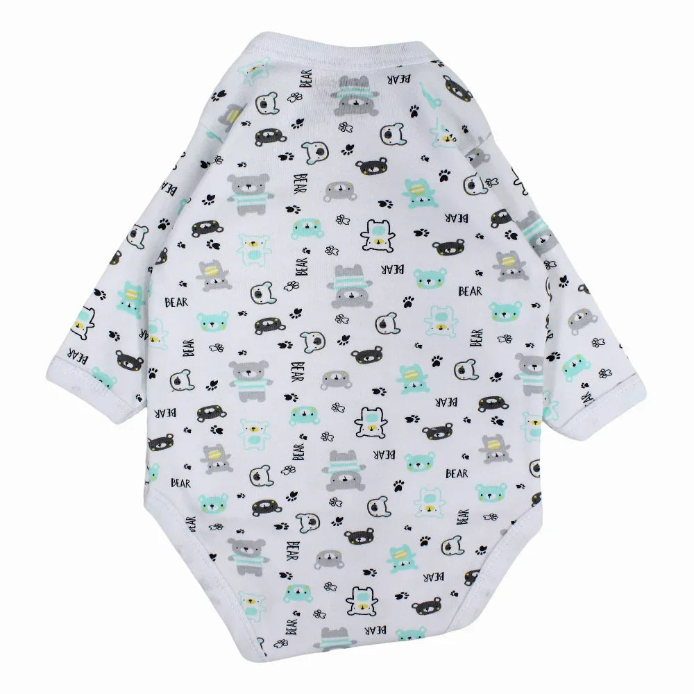 Unisex Baby Cotton Long-Sleeved Wrap-Over Printed Bodysuit - Assorted Prints