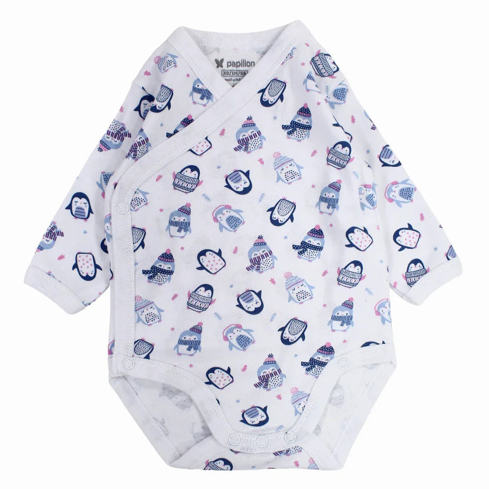 Unisex Baby Cotton Long-Sleeved Wrap-Over Printed Bodysuit - Assorted Prints