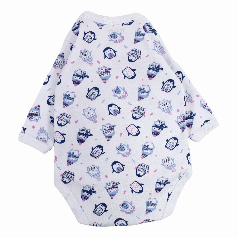 Unisex Baby Cotton Long-Sleeved Wrap-Over Printed Bodysuit - Assorted Prints