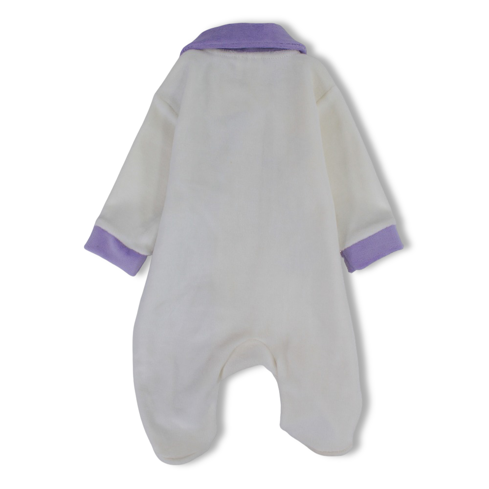 Baby Girls Velvet Baby Footie - Bear Design