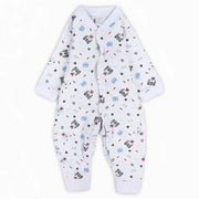 Baby Boys Cotton Footless Onesie – White with Bears Print