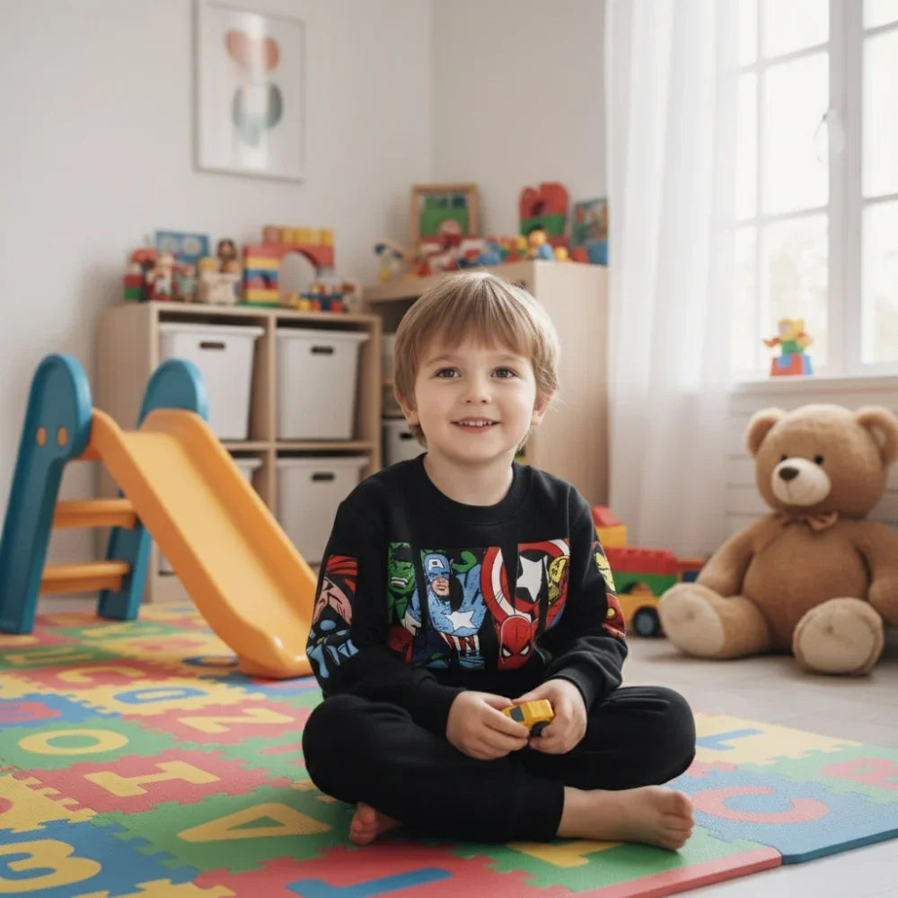 Boys Cotton Long-Sleeved Pajama Set - Avengers print