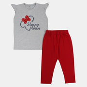 Girls Cotton Pajama Set – Minnie Mouse Print