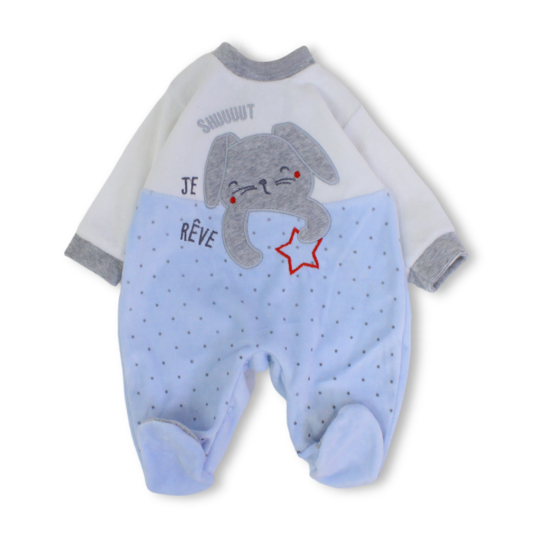 Unisex Baby Velvet Baby Footie – Bunny Design