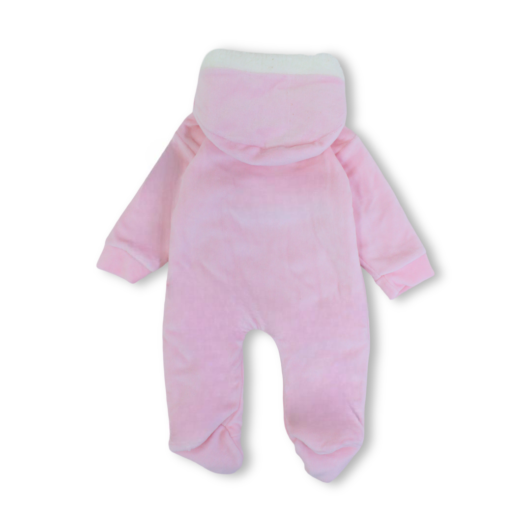Baby Girls Velvet Hooded Baby Footie – Bunny Design