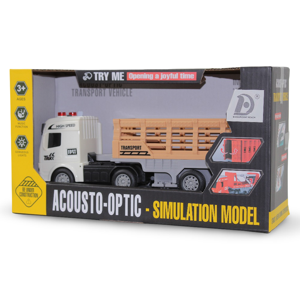 Acousto-Optic Transport Truck Simulation Model with Lights & Sound – Beige - Toys - OKO