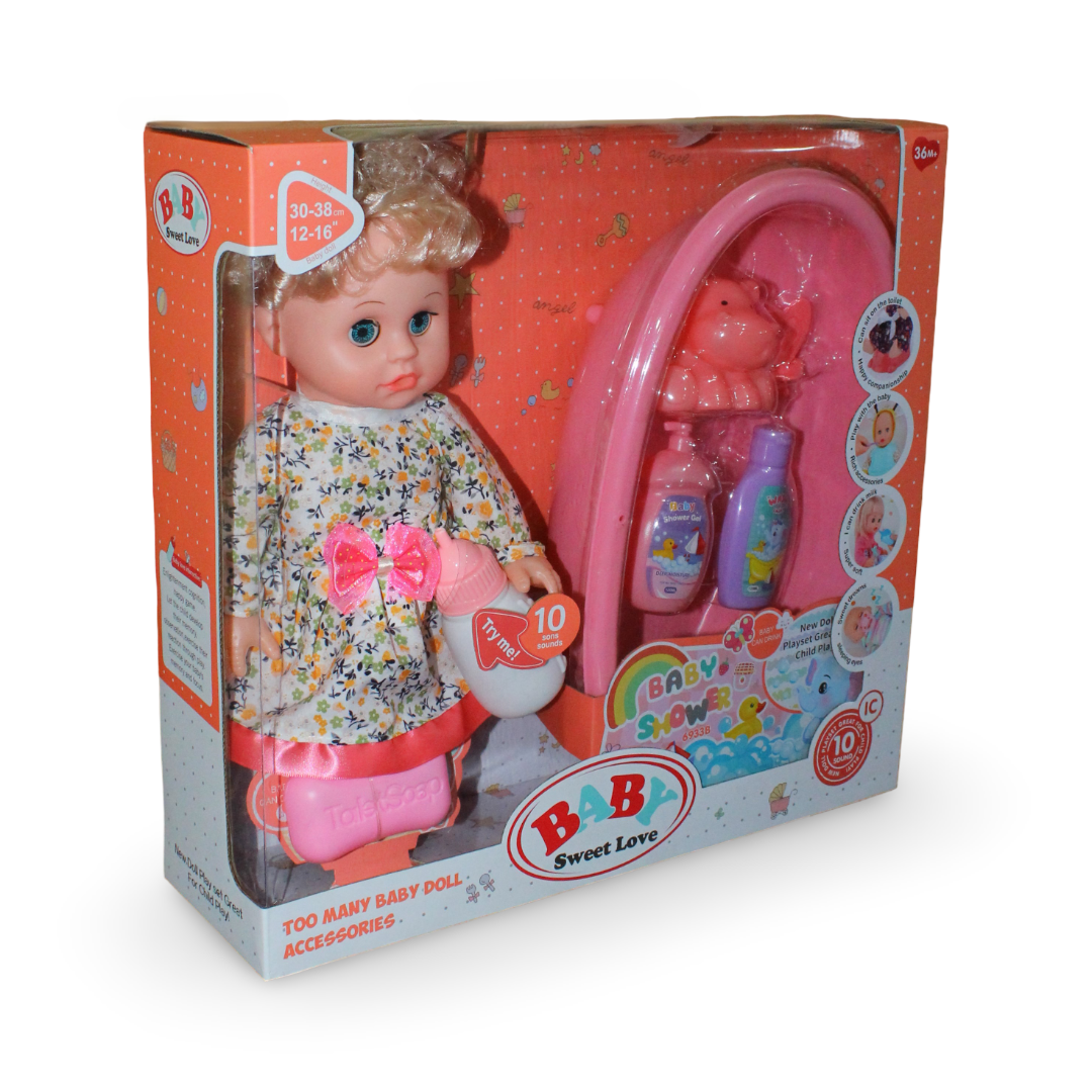 Baby Doll 45cm with Bathtub & 10 Melodies - Toys - OKO