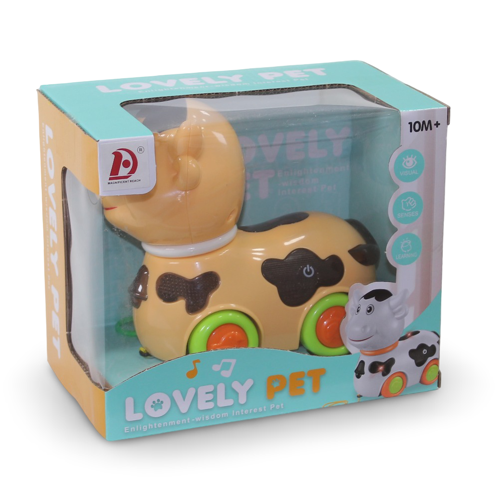 Lovely Pet Musical Cow Toy (Light & Music) - Yellow - Toys - OKO