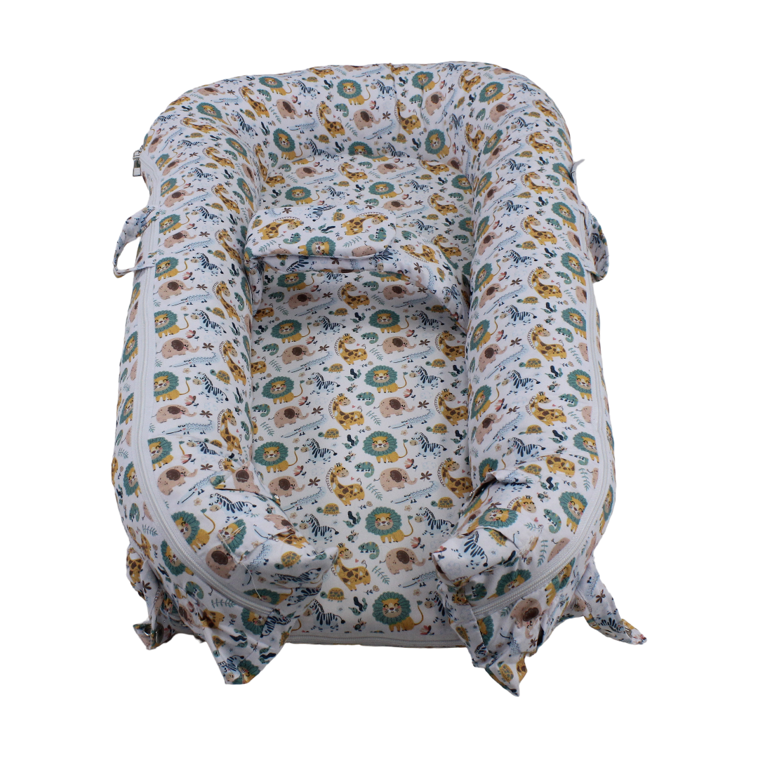 Cotton Baby Nest – Jungle Print (70×40×18 cm) - Baby Essentials - Petit Bebe