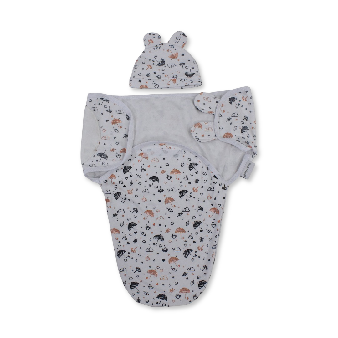 Cotton Baby Swaddle – Umbrella Print - Baby Essentials - Petit Bebe