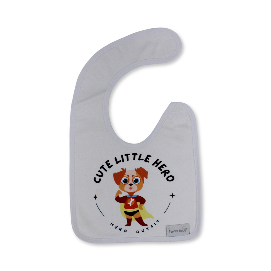 Cotton Baby Bib – Little Hero Dog Design - Baby Essentials - Petit Bebe